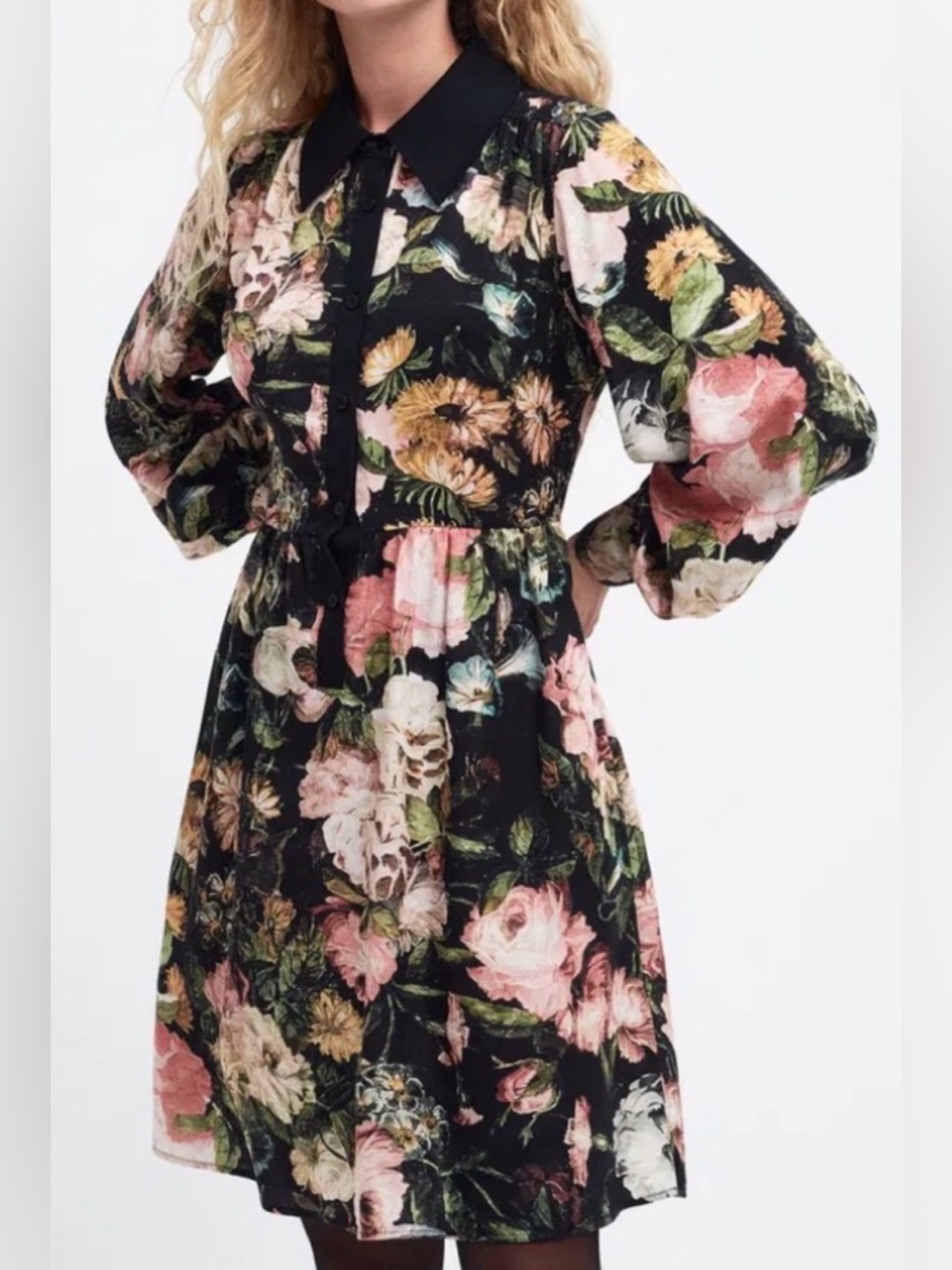 Barbour x House of Hackney Black Floral Long-Sleeve Button Down Shirt  Dress Sz